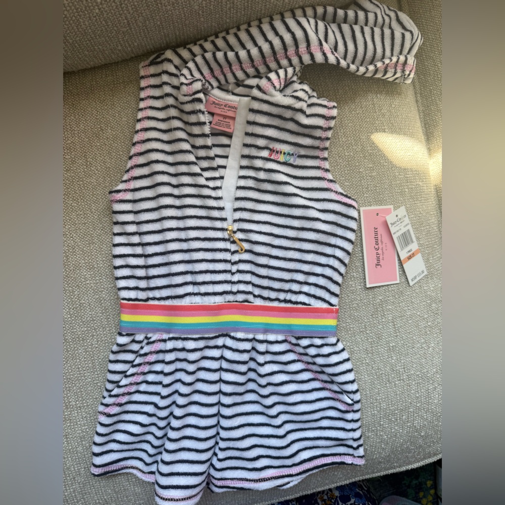 Juicy Couture Black and White Striped Romper - NWT